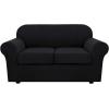 image:imageHVERSAILTEX 3 Piece Stretch Sofa Covers for 2 Cushion Loveseat Couch  Thicker Jacquard Fabric Medium Sofa TaupeBlack