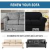 image:imageHVERSAILTEX 3 Piece Stretch Sofa Covers for 2 Cushion Loveseat Couch  Thicker Jacquard Fabric Medium Sofa TaupeBlack
