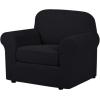 image:imageHVERSAILTEX 3 Piece Stretch Sofa Covers for 2 Cushion Loveseat Couch  Thicker Jacquard Fabric Medium Sofa TaupeBlack
