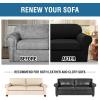 image:imageHVERSAILTEX 3 Piece Stretch Sofa Covers for 2 Cushion Loveseat Couch  Thicker Jacquard Fabric Medium Sofa TaupeBlack