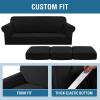 image:imageHVERSAILTEX 3 Piece Stretch Sofa Covers for 2 Cushion Loveseat Couch  Thicker Jacquard Fabric Medium Sofa TaupeBlack
