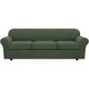 image:imageHVERSAILTEX 3 Piece Stretch Sofa Covers for 2 Cushion Loveseat Couch  Thicker Jacquard Fabric Medium Sofa TaupeBronze Green