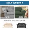 image:imageHVERSAILTEX 3 Piece Stretch Sofa Covers for 2 Cushion Loveseat Couch  Thicker Jacquard Fabric Medium Sofa TaupeBronze Green