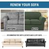 image:imageHVERSAILTEX 3 Piece Stretch Sofa Covers for 2 Cushion Loveseat Couch  Thicker Jacquard Fabric Medium Sofa TaupeBronze Green