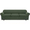 image:imageHVERSAILTEX 3 Piece Stretch Sofa Covers for 2 Cushion Loveseat Couch  Thicker Jacquard Fabric Medium Sofa TaupeBronze Green
