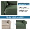 image:imageHVERSAILTEX 3 Piece Stretch Sofa Covers for 2 Cushion Loveseat Couch  Thicker Jacquard Fabric Medium Sofa TaupeBronze Green