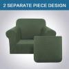 image:imageHVERSAILTEX 3 Piece Stretch Sofa Covers for 2 Cushion Loveseat Couch  Thicker Jacquard Fabric Medium Sofa TaupeBronze Green