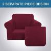 image:imageHVERSAILTEX 3 Piece Stretch Sofa Covers for 2 Cushion Loveseat Couch  Thicker Jacquard Fabric Medium Sofa TaupeBurgundy
