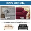 image:imageHVERSAILTEX 3 Piece Stretch Sofa Covers for 2 Cushion Loveseat Couch  Thicker Jacquard Fabric Medium Sofa TaupeBurgundy