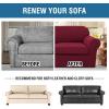 image:imageHVERSAILTEX 3 Piece Stretch Sofa Covers for 2 Cushion Loveseat Couch  Thicker Jacquard Fabric Medium Sofa TaupeBurgundy