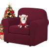 image:imageHVERSAILTEX 3 Piece Stretch Sofa Covers for 2 Cushion Loveseat Couch  Thicker Jacquard Fabric Medium Sofa TaupeBurgundy