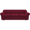 image:imageHVERSAILTEX 3 Piece Stretch Sofa Covers for 2 Cushion Loveseat Couch  Thicker Jacquard Fabric Medium Sofa TaupeBurgundy