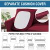 image:imageHVERSAILTEX 3 Piece Stretch Sofa Covers for 2 Cushion Loveseat Couch  Thicker Jacquard Fabric Medium Sofa TaupeBurgundy