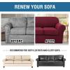 image:imageHVERSAILTEX 3 Piece Stretch Sofa Covers for 2 Cushion Loveseat Couch  Thicker Jacquard Fabric Medium Sofa TaupeBurgundy