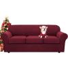 image:imageHVERSAILTEX 3 Piece Stretch Sofa Covers for 2 Cushion Loveseat Couch  Thicker Jacquard Fabric Medium Sofa TaupeBurgundy