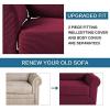 image:imageHVERSAILTEX 3 Piece Stretch Sofa Covers for 2 Cushion Loveseat Couch  Thicker Jacquard Fabric Medium Sofa TaupeBurgundy