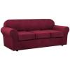 image:imageHVERSAILTEX 3 Piece Stretch Sofa Covers for 2 Cushion Loveseat Couch  Thicker Jacquard Fabric Medium Sofa TaupeBurgundy