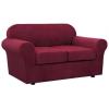 image:imageHVERSAILTEX 3 Piece Stretch Sofa Covers for 2 Cushion Loveseat Couch  Thicker Jacquard Fabric Medium Sofa TaupeBurgundy