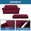 image:imageHVERSAILTEX 3 Piece Stretch Sofa Covers for 2 Cushion Loveseat Couch  Thicker Jacquard Fabric Medium Sofa TaupeBurgundy