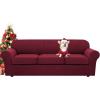 image:imageHVERSAILTEX 3 Piece Stretch Sofa Covers for 2 Cushion Loveseat Couch  Thicker Jacquard Fabric Medium Sofa TaupeBurgundy