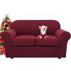 image:imageHVERSAILTEX 3 Piece Stretch Sofa Covers for 2 Cushion Loveseat Couch  Thicker Jacquard Fabric Medium Sofa TaupeBurgundy