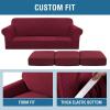 image:imageHVERSAILTEX 3 Piece Stretch Sofa Covers for 2 Cushion Loveseat Couch  Thicker Jacquard Fabric Medium Sofa TaupeBurgundy