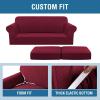 image:imageHVERSAILTEX 3 Piece Stretch Sofa Covers for 2 Cushion Loveseat Couch  Thicker Jacquard Fabric Medium Sofa TaupeBurgundy