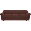 image:imageHVERSAILTEX 3 Piece Stretch Sofa Covers for 2 Cushion Loveseat Couch  Thicker Jacquard Fabric Medium Sofa TaupeBurnt Brick