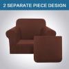 image:imageHVERSAILTEX 3 Piece Stretch Sofa Covers for 2 Cushion Loveseat Couch  Thicker Jacquard Fabric Medium Sofa TaupeBurnt Brick