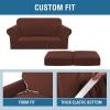 image:imageHVERSAILTEX 3 Piece Stretch Sofa Covers for 2 Cushion Loveseat Couch  Thicker Jacquard Fabric Medium Sofa TaupeBurnt Brick
