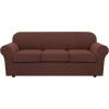 image:imageHVERSAILTEX 3 Piece Stretch Sofa Covers for 2 Cushion Loveseat Couch  Thicker Jacquard Fabric Medium Sofa TaupeBurnt Brick