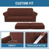 image:imageHVERSAILTEX 3 Piece Stretch Sofa Covers for 2 Cushion Loveseat Couch  Thicker Jacquard Fabric Medium Sofa TaupeBurnt Brick