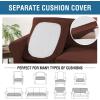 image:imageHVERSAILTEX 3 Piece Stretch Sofa Covers for 2 Cushion Loveseat Couch  Thicker Jacquard Fabric Medium Sofa TaupeBurnt Brick