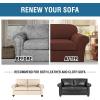 image:imageHVERSAILTEX 3 Piece Stretch Sofa Covers for 2 Cushion Loveseat Couch  Thicker Jacquard Fabric Medium Sofa TaupeBurnt Brick
