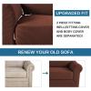 image:imageHVERSAILTEX 3 Piece Stretch Sofa Covers for 2 Cushion Loveseat Couch  Thicker Jacquard Fabric Medium Sofa TaupeBurnt Brick