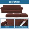 image:imageHVERSAILTEX 3 Piece Stretch Sofa Covers for 2 Cushion Loveseat Couch  Thicker Jacquard Fabric Medium Sofa TaupeBurnt Brick