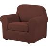 image:imageHVERSAILTEX 3 Piece Stretch Sofa Covers for 2 Cushion Loveseat Couch  Thicker Jacquard Fabric Medium Sofa TaupeBurnt Brick