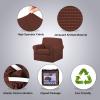 image:imageHVERSAILTEX 3 Piece Stretch Sofa Covers for 2 Cushion Loveseat Couch  Thicker Jacquard Fabric Medium Sofa TaupeBurnt Brick