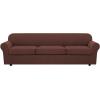 image:imageHVERSAILTEX 3 Piece Stretch Sofa Covers for 2 Cushion Loveseat Couch  Thicker Jacquard Fabric Medium Sofa TaupeBurnt Brick