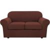 image:imageHVERSAILTEX 3 Piece Stretch Sofa Covers for 2 Cushion Loveseat Couch  Thicker Jacquard Fabric Medium Sofa TaupeBurnt Brick