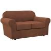 image:imageHVERSAILTEX 3 Piece Stretch Sofa Covers for 2 Cushion Loveseat Couch  Thicker Jacquard Fabric Medium Sofa TaupeCaramel