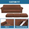 image:imageHVERSAILTEX 3 Piece Stretch Sofa Covers for 2 Cushion Loveseat Couch  Thicker Jacquard Fabric Medium Sofa TaupeCaramel