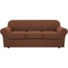 image:imageHVERSAILTEX 3 Piece Stretch Sofa Covers for 2 Cushion Loveseat Couch  Thicker Jacquard Fabric Medium Sofa TaupeCaramel