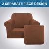 image:imageHVERSAILTEX 3 Piece Stretch Sofa Covers for 2 Cushion Loveseat Couch  Thicker Jacquard Fabric Medium Sofa TaupeCaramel
