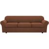 image:imageHVERSAILTEX 3 Piece Stretch Sofa Covers for 2 Cushion Loveseat Couch  Thicker Jacquard Fabric Medium Sofa TaupeCaramel
