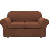 image:imageHVERSAILTEX 3 Piece Stretch Sofa Covers for 2 Cushion Loveseat Couch  Thicker Jacquard Fabric Medium Sofa TaupeCaramel