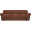 image:imageHVERSAILTEX 3 Piece Stretch Sofa Covers for 2 Cushion Loveseat Couch  Thicker Jacquard Fabric Medium Sofa TaupeCaramel