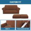 image:imageHVERSAILTEX 3 Piece Stretch Sofa Covers for 2 Cushion Loveseat Couch  Thicker Jacquard Fabric Medium Sofa TaupeCaramel
