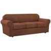 image:imageHVERSAILTEX 3 Piece Stretch Sofa Covers for 2 Cushion Loveseat Couch  Thicker Jacquard Fabric Medium Sofa TaupeCaramel