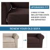 image:imageHVERSAILTEX 3 Piece Stretch Sofa Covers for 2 Cushion Loveseat Couch  Thicker Jacquard Fabric Medium Sofa TaupeChocolate
